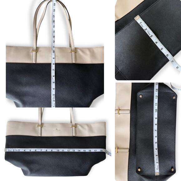 Kate Spade Cedar Street Harmony Tote Two-Tone Black & Beige Leather Shoulder Bag - Picture 7 of 16